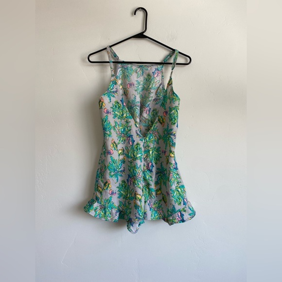 NWT- Mika & Gala Gra/Green Colorful Floral Romper Size 10 - Picture 5 of 9